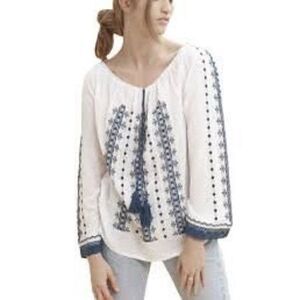 CHELSEA AND THEODORE embroidered tunic Top Small Blue